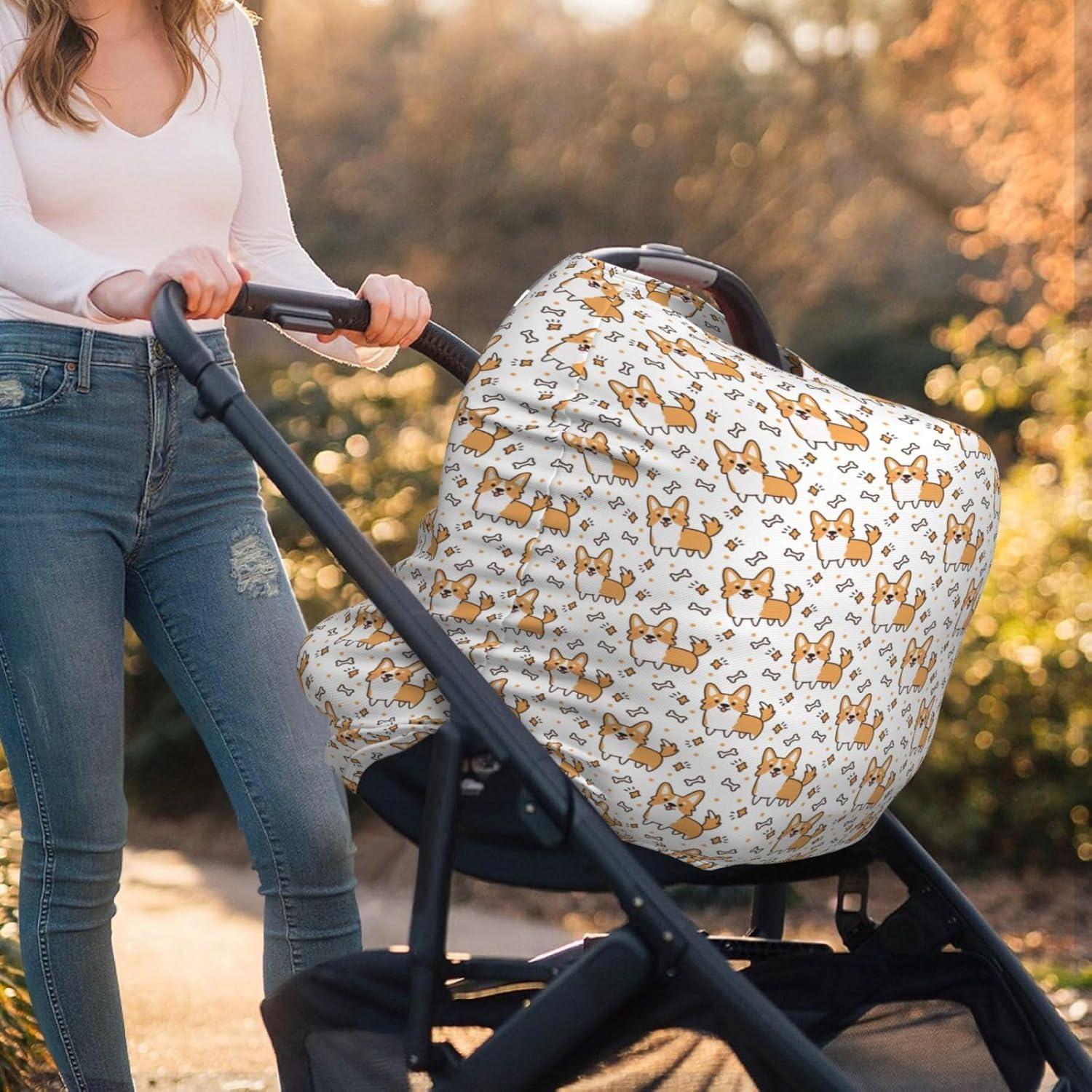 Cubierta de asiento de coche para bebé Corgi sin costuras 69.9x66 cm