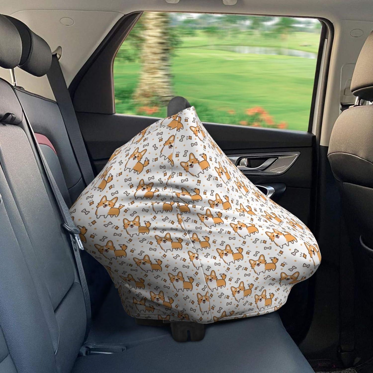 Cubierta de asiento de coche para bebé Corgi sin costuras 69.9x66 cm