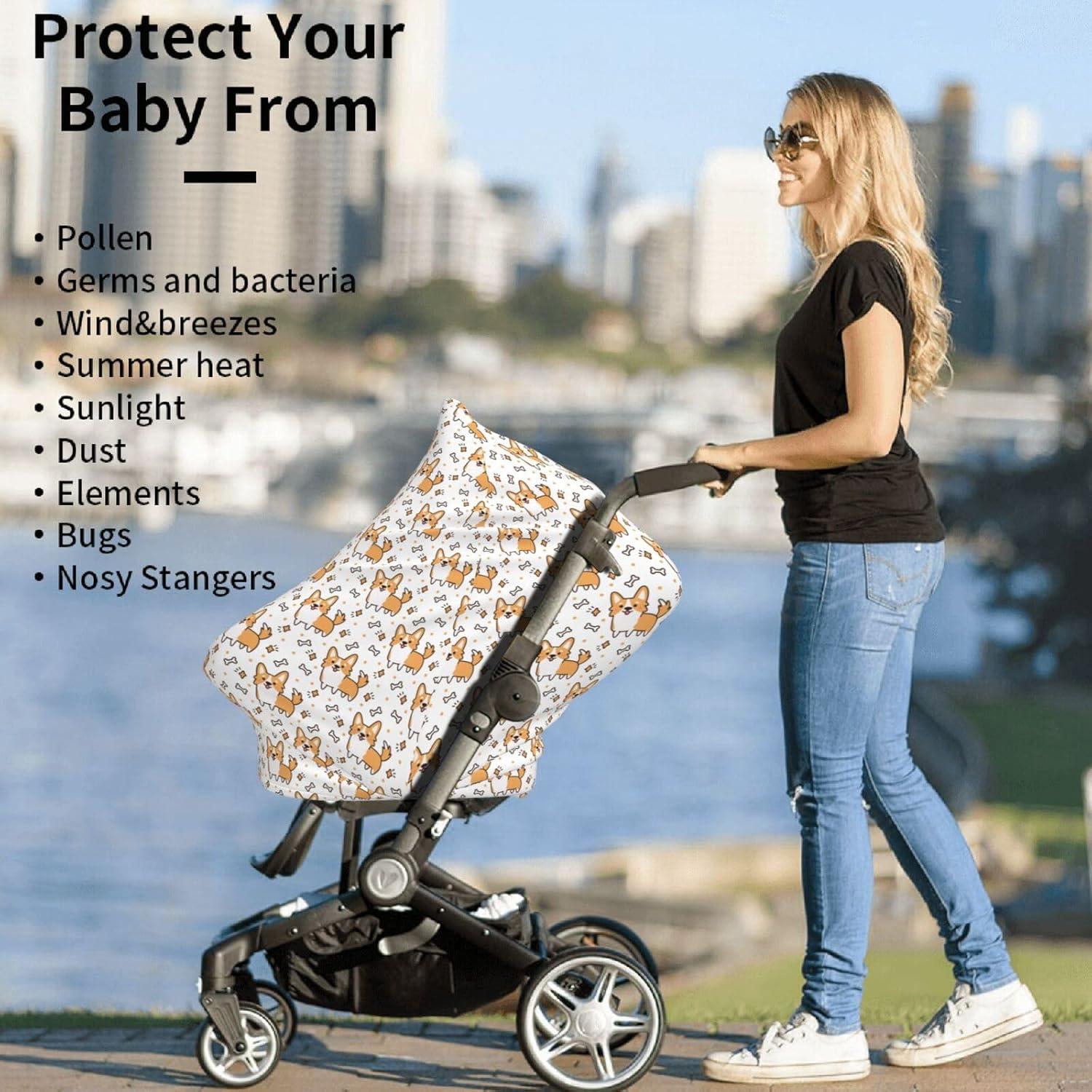 Cubierta de asiento de coche para bebé Corgi sin costuras 69.9x66 cm