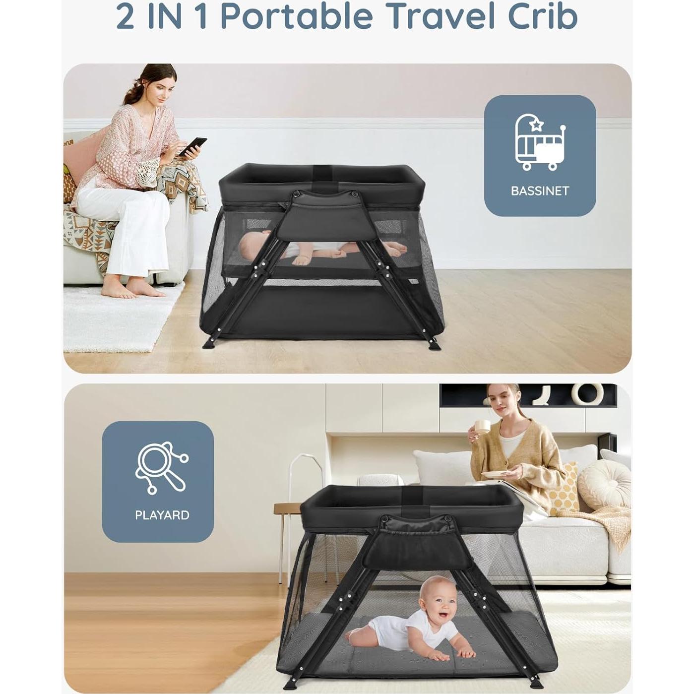 Cuna de Viaje 2-en-1 Lilian&Gema Portátil con Mochila