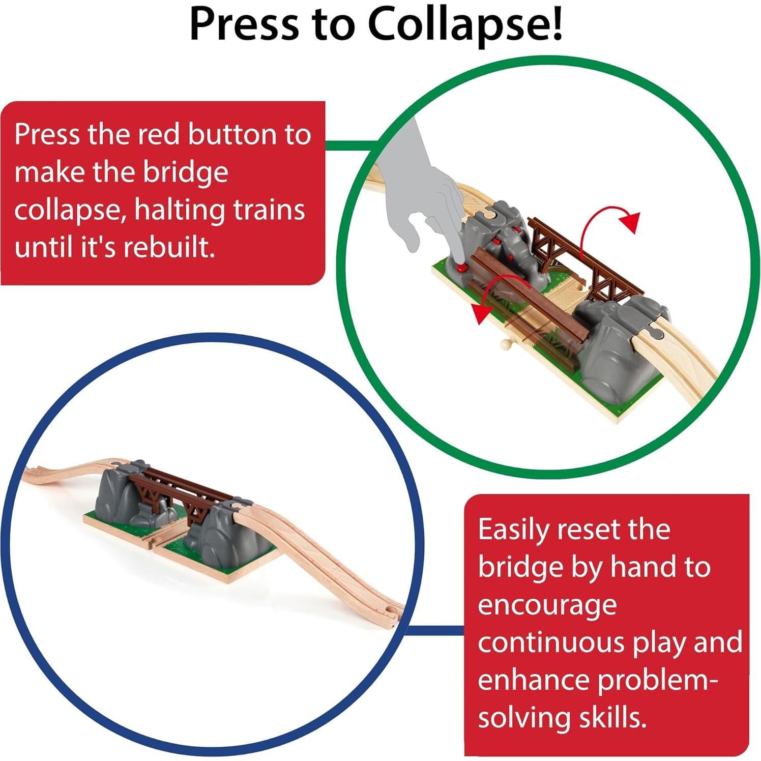 Puente Colapsable BRIO World - Accesorio de Madera 3 Piezas