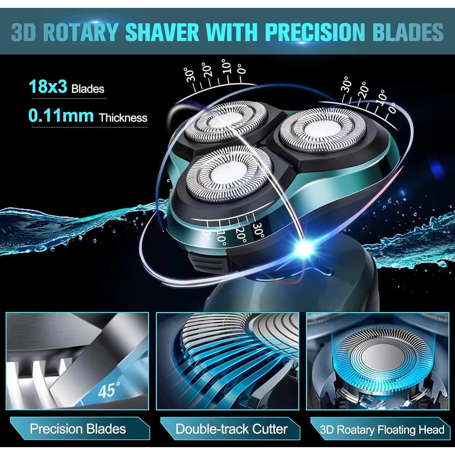 Afeitadora Eléctrica Inalámbrica Viatia 3D Verde 2024 - Húmeda/Seca