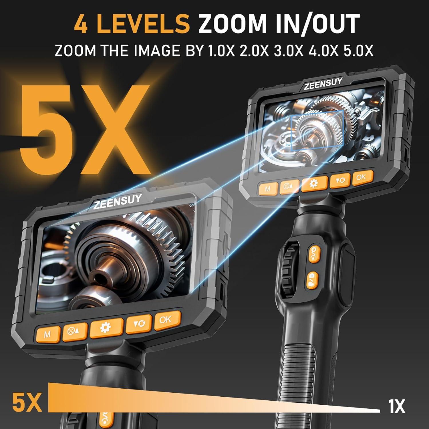 Borescopio Articulado ZEENSUY 3.9mm HD 1080P 1.52m Luz LED