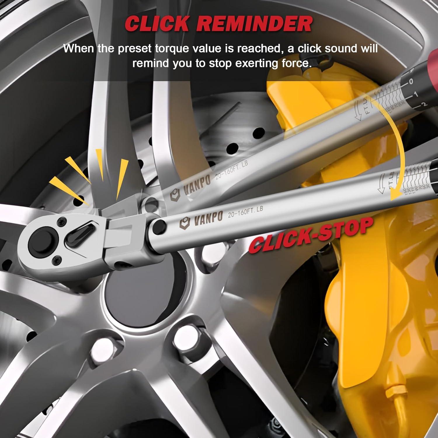 Llave de Torque VANPO 1/2" Ajustable 27.1-217 Nm con Extensión