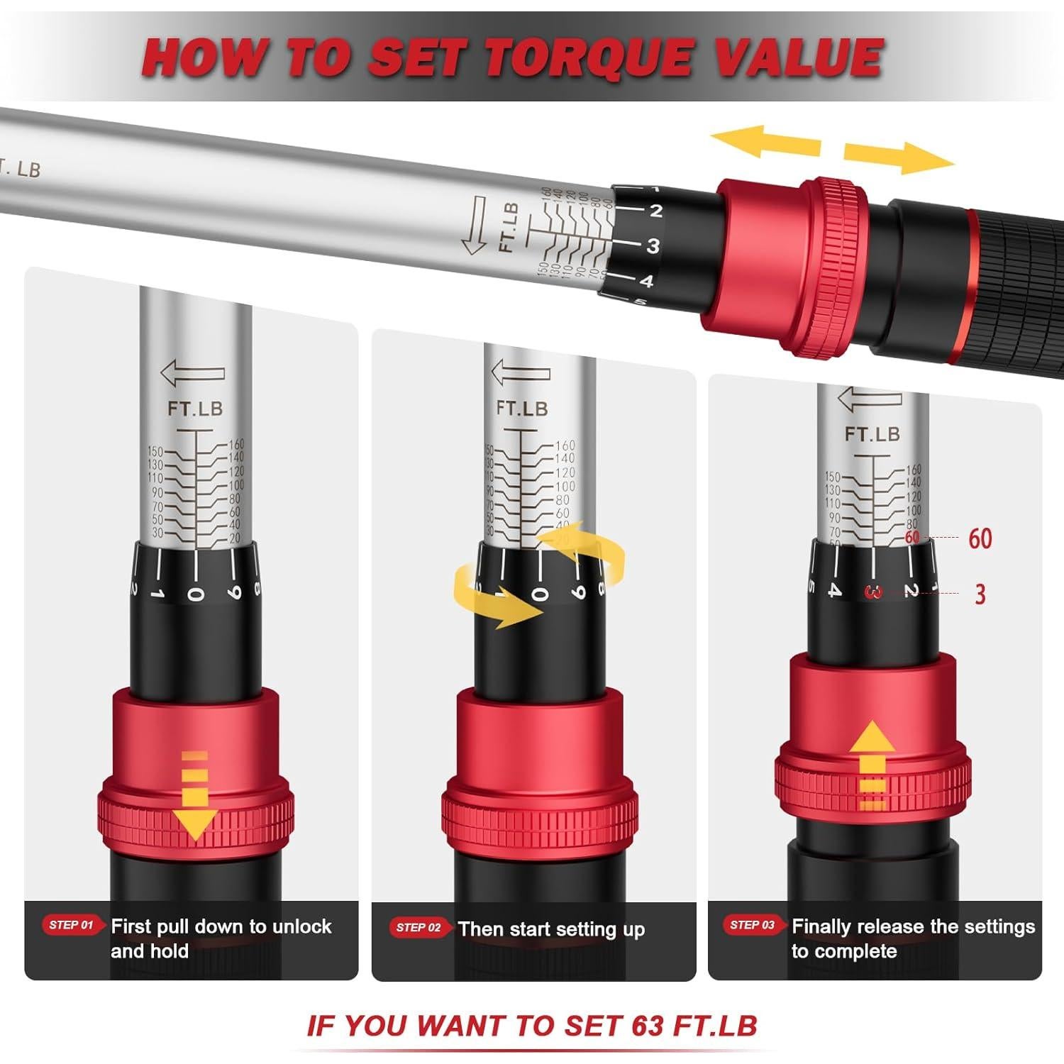 Llave de Torque VANPO 1/2" Ajustable 27.1-217 Nm con Extensión