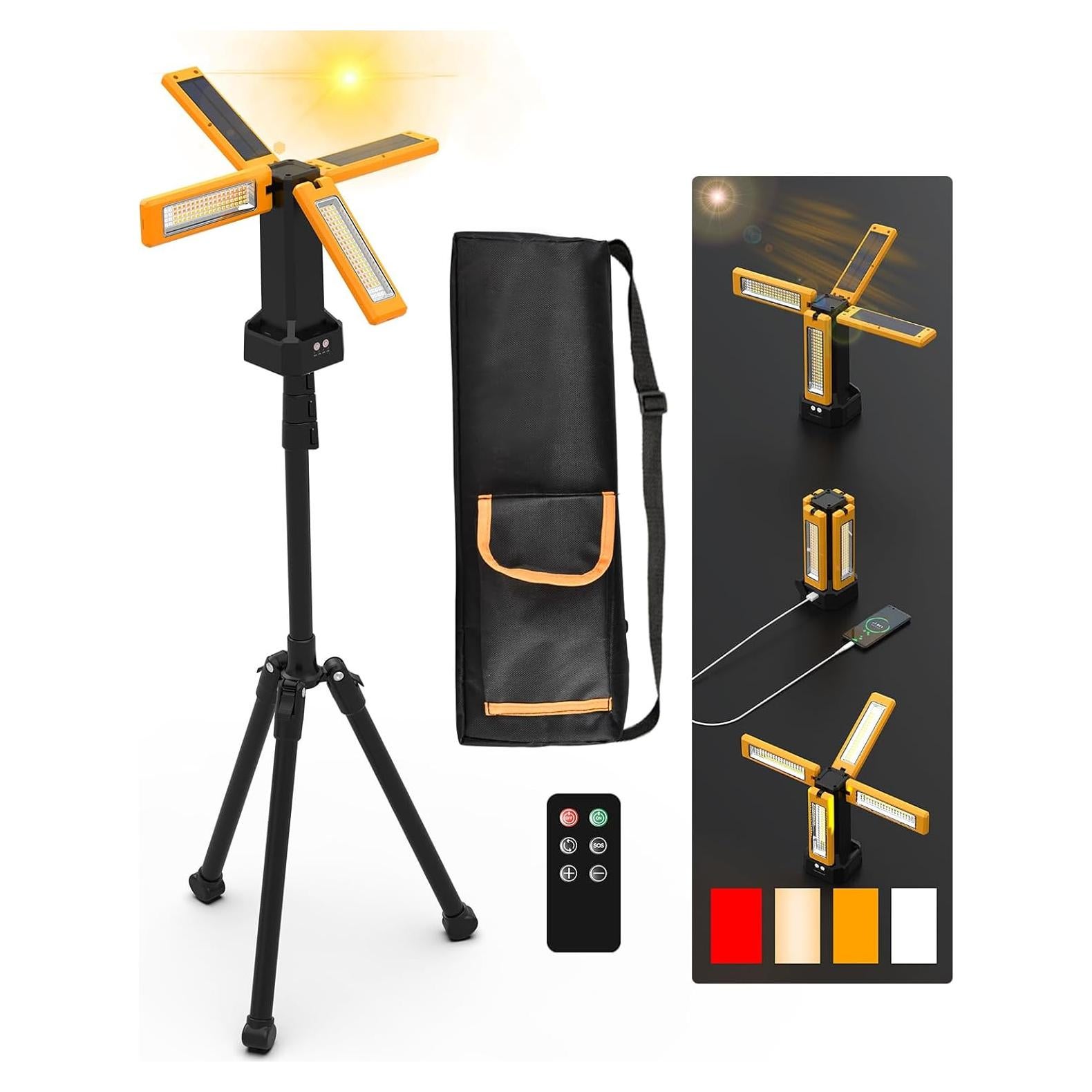 Luz de Trabajo Solar AODOO 13200mAh IP64 Plegable Naranja