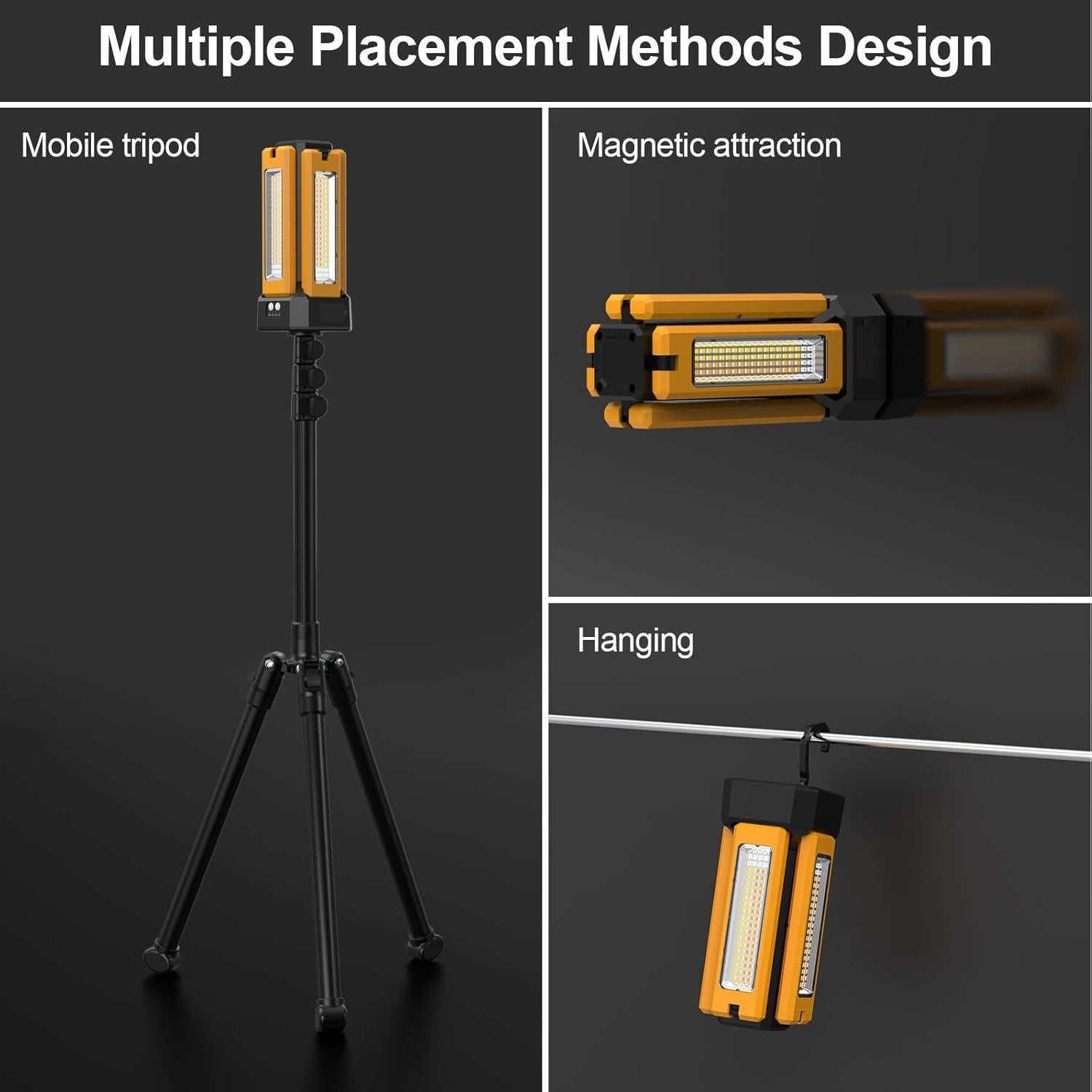 Luz de Trabajo Solar AODOO 13200mAh IP64 Plegable Naranja