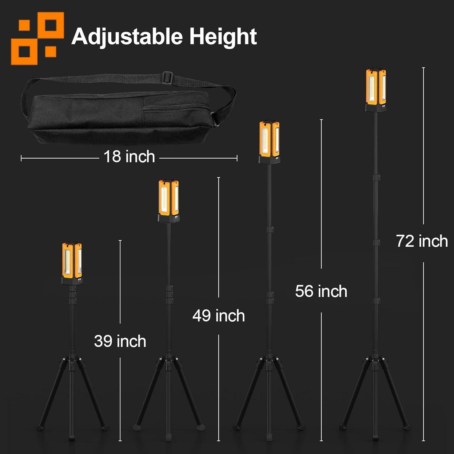 Luz de Trabajo Solar AODOO 13200mAh IP64 Plegable Naranja