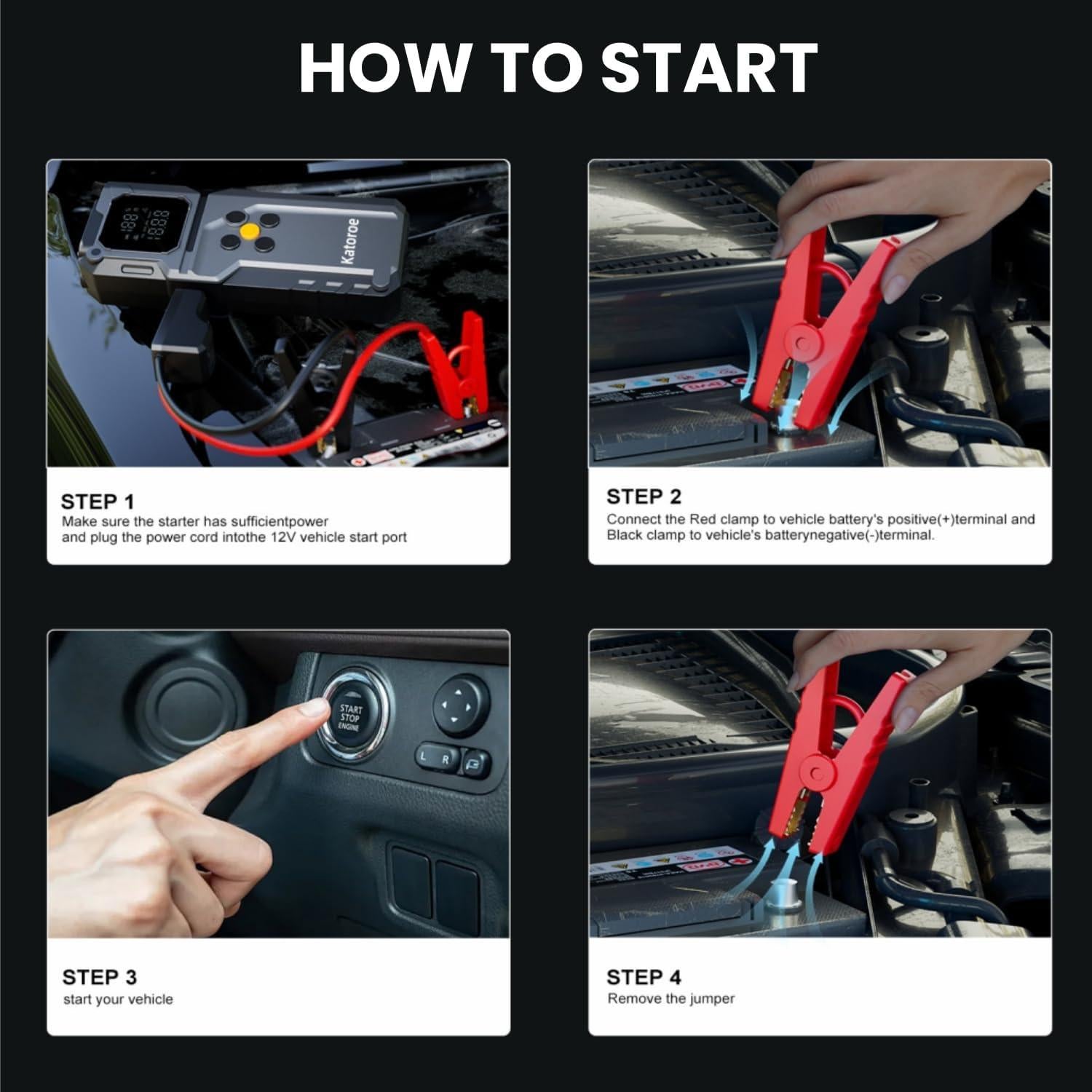 Arrancador de Salto KATOROE Q27B 4000A con Compresor 12V