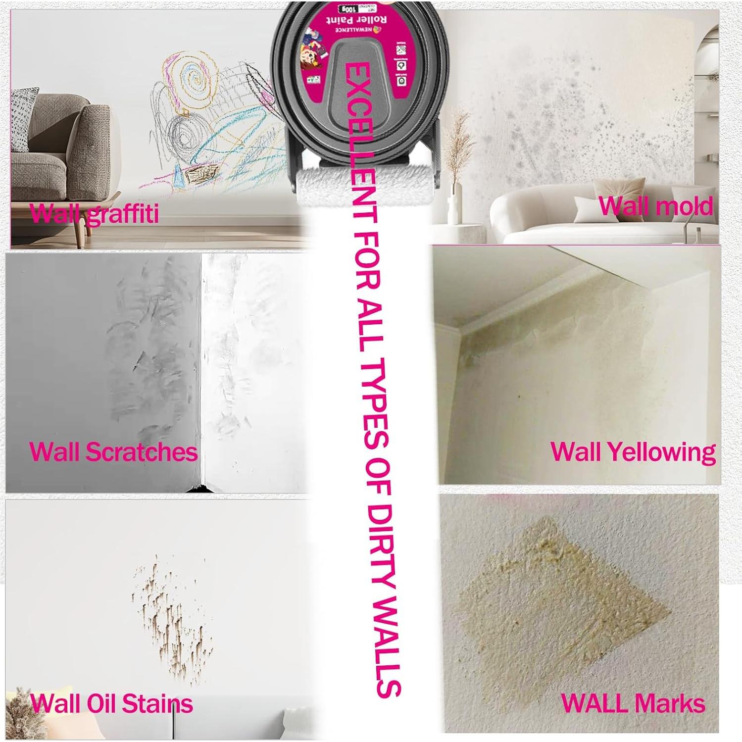 Pintura Blanca para Paredes NEWALLENCE 3.52 Oz 2-en-1 con Rodillo