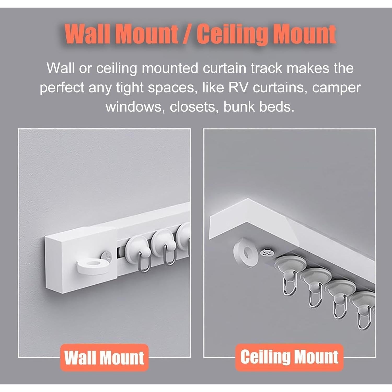 Pista de Cortina Autoadhesiva YLNANMI 81.28 cm Montaje Techo