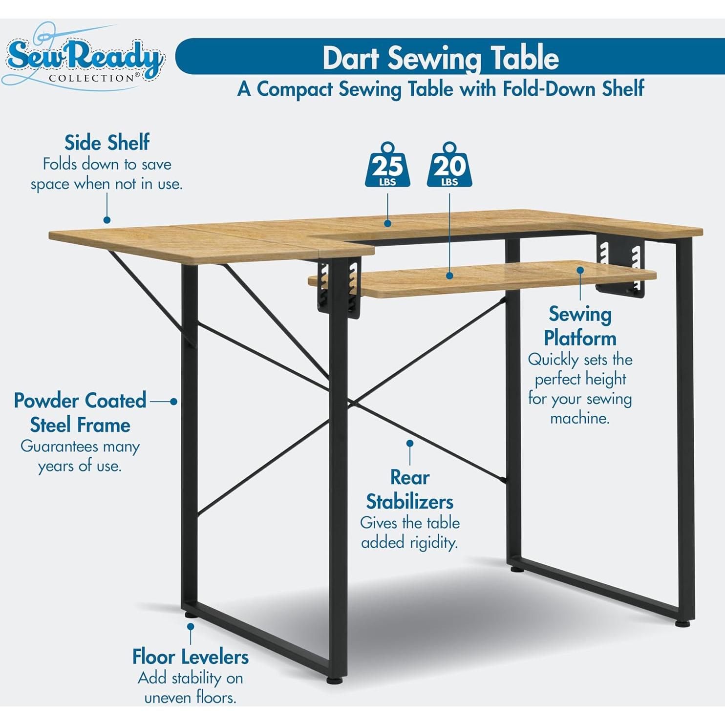 Mesa de Trabajo Sew Ready Dart Plegable 104 cm para Manualidades