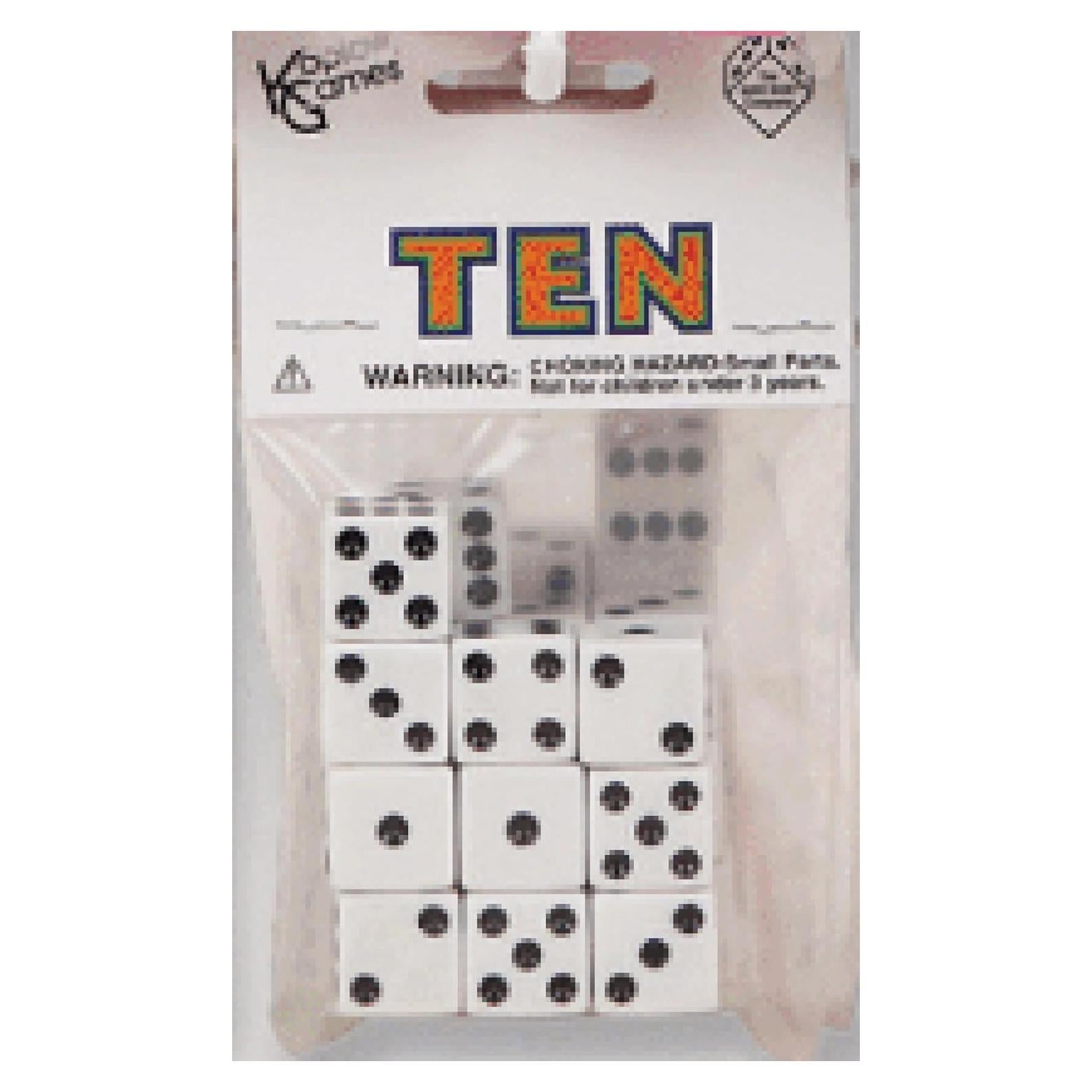 Dados D6 blancos 16mm Koplow Games - Paquete de 10 unidades