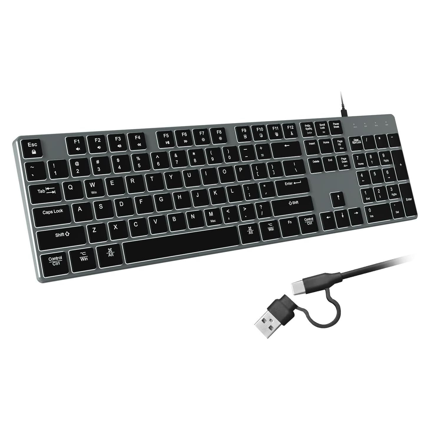 Teclado Retroiluminado USB-C B.Friend K3 Aluminio Gris Negro