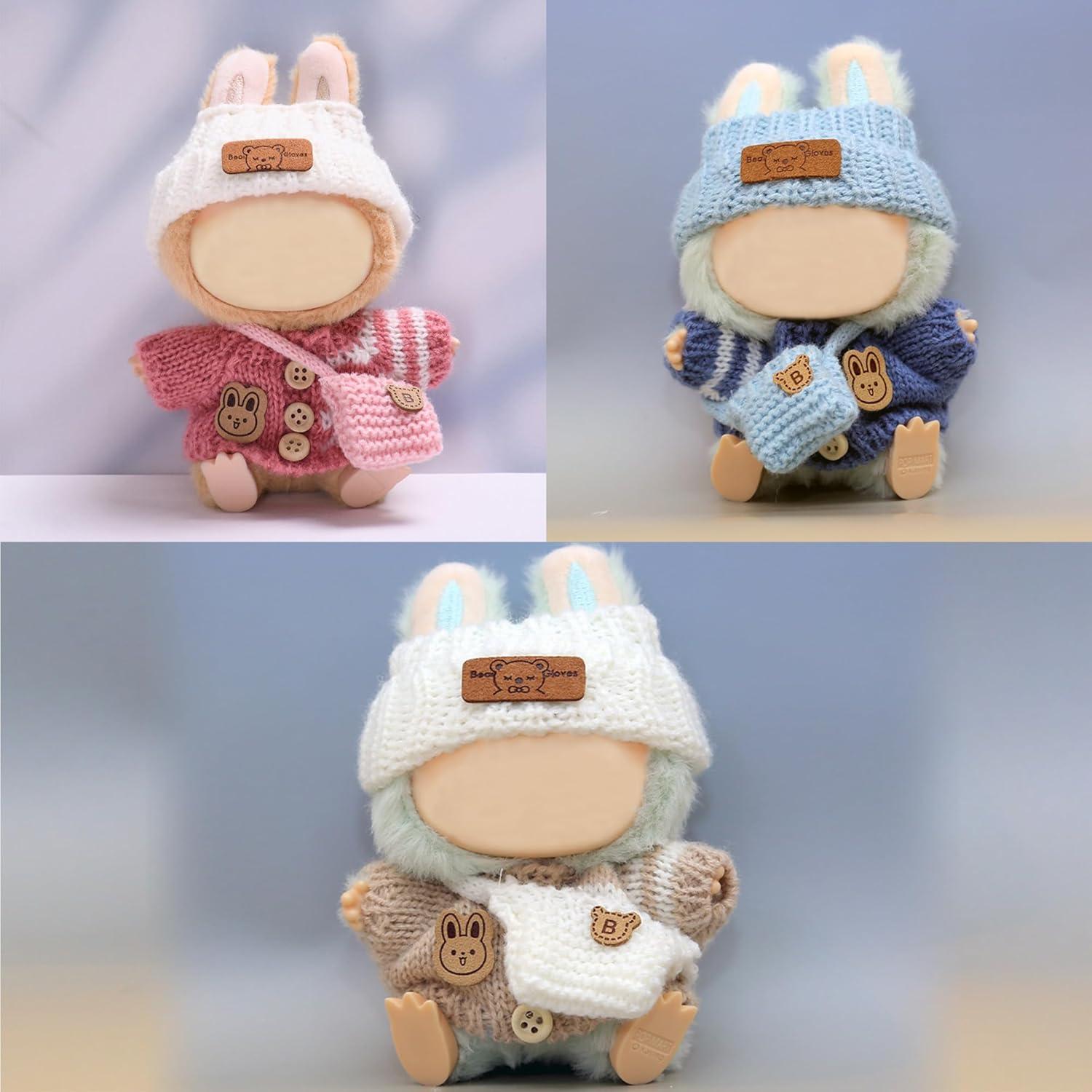 Conjunto de Ropa de Muñeca Ibayda 17cm - 3 Sombreros, 3 Suéteres, 3 Bolsas