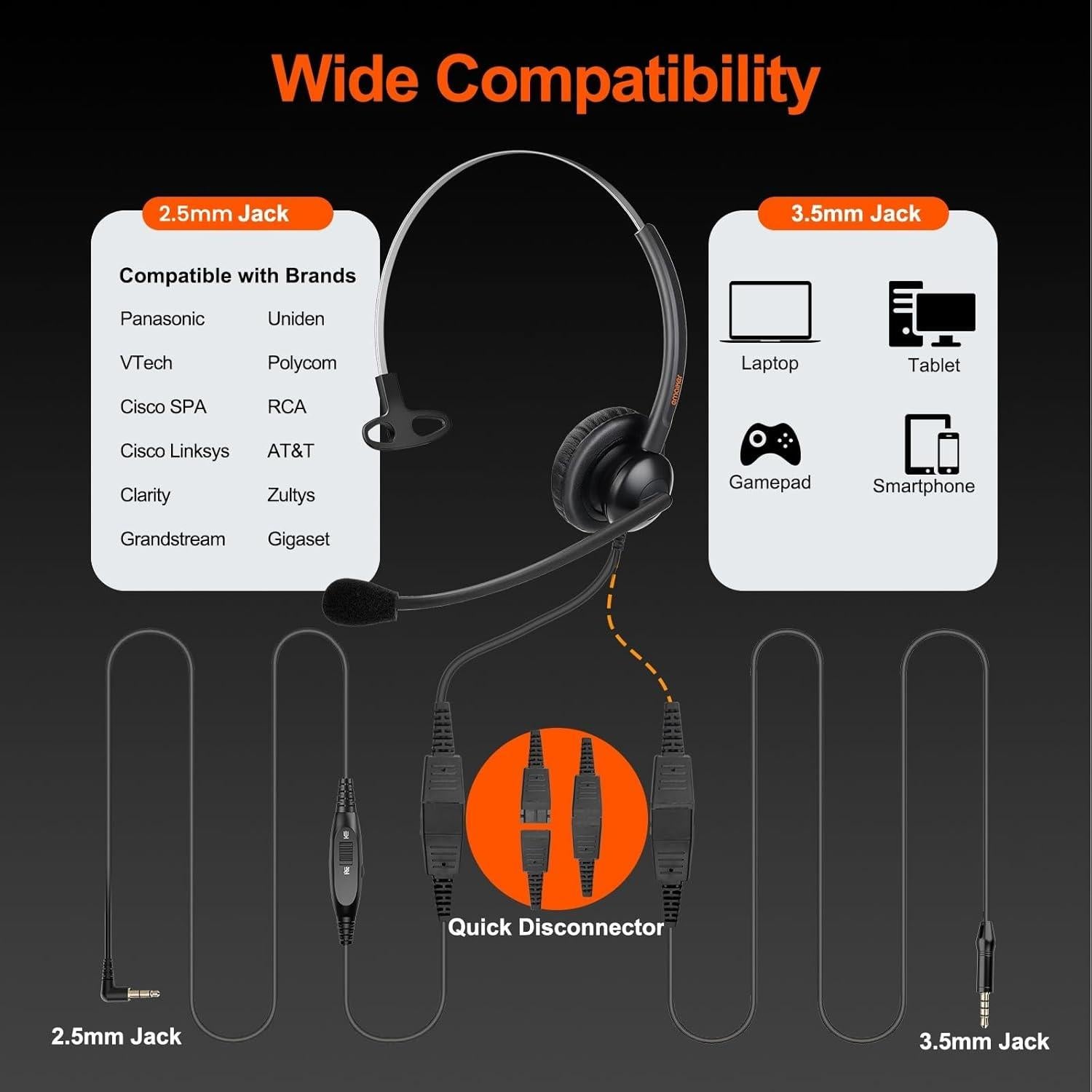 Auricular de Teléfono Emaiker con Cancelación de Ruido 2.5mm