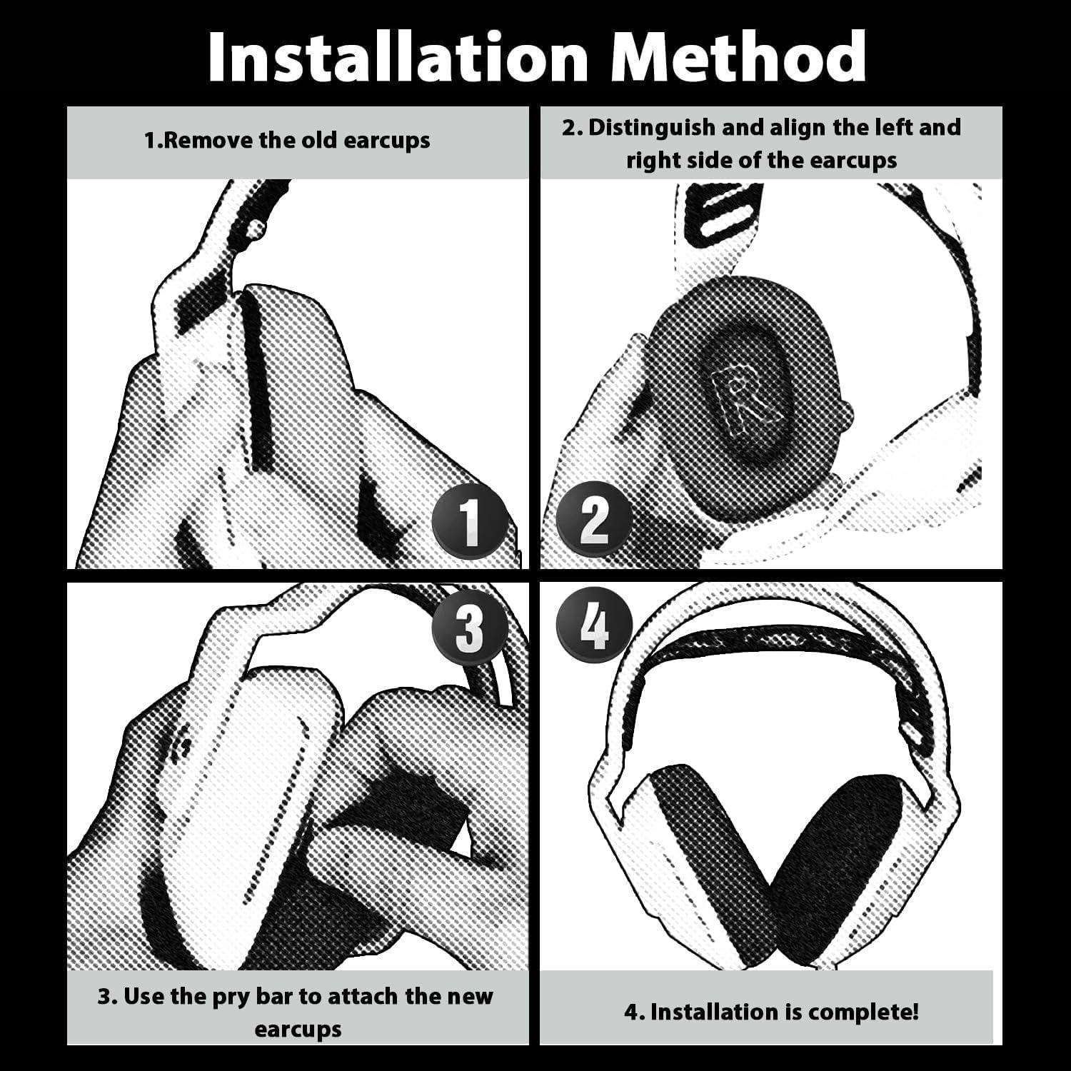 Almohadillas de Reemplazo Logitech G733 G535 G335 - Negro