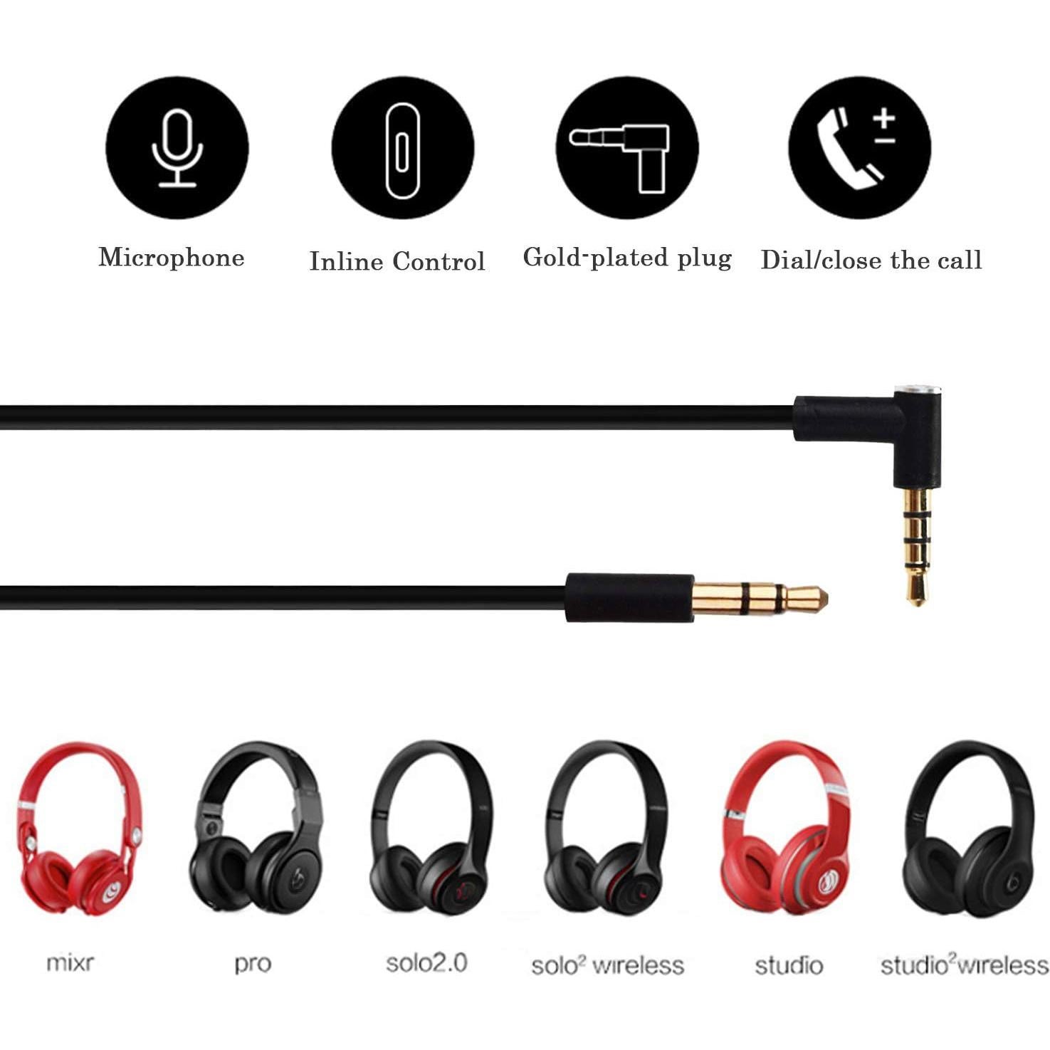 Cable de audio de reemplazo ToBySome 1.4m con micrófono para Beats