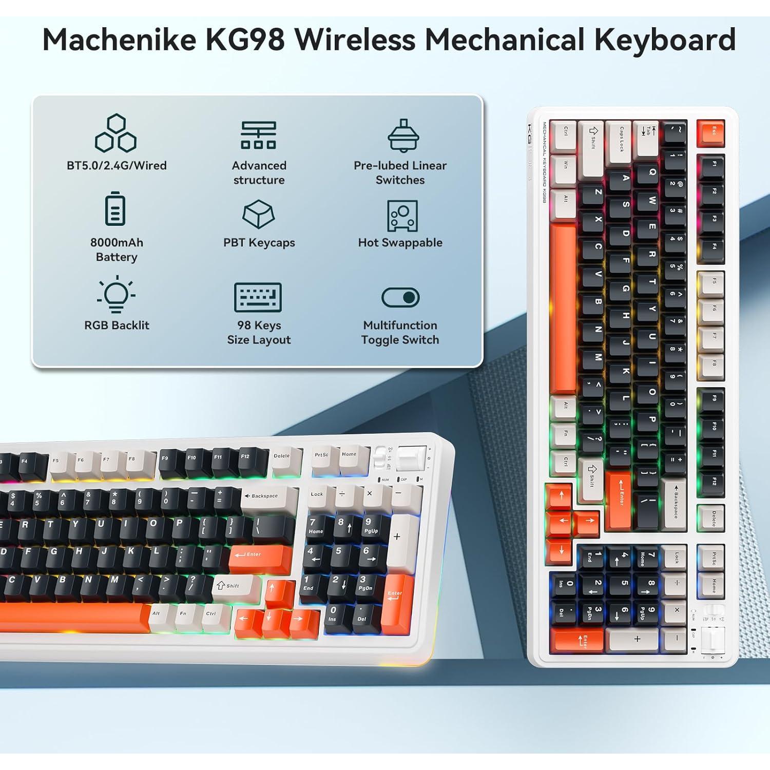 Teclado Mecánico Machenike KG98 RGB Compacto 98 Teclas