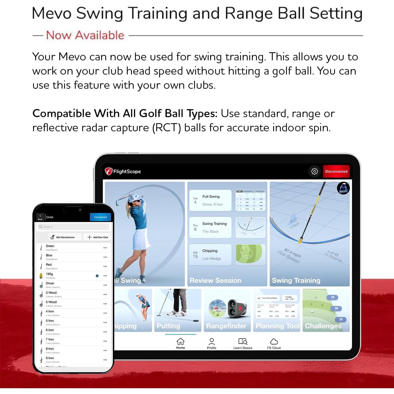 FlightScope Mevo Gen2 Monitor de Lanzamiento de Golf Portátil - 18 Parámetros, Simulador E6