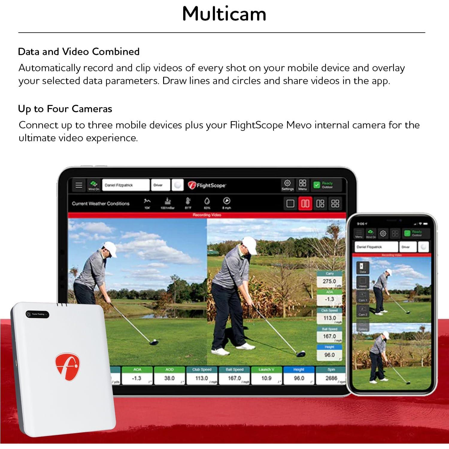 FlightScope Mevo Gen2 Monitor de Lanzamiento de Golf Portátil - 18 Parámetros, Simulador E6