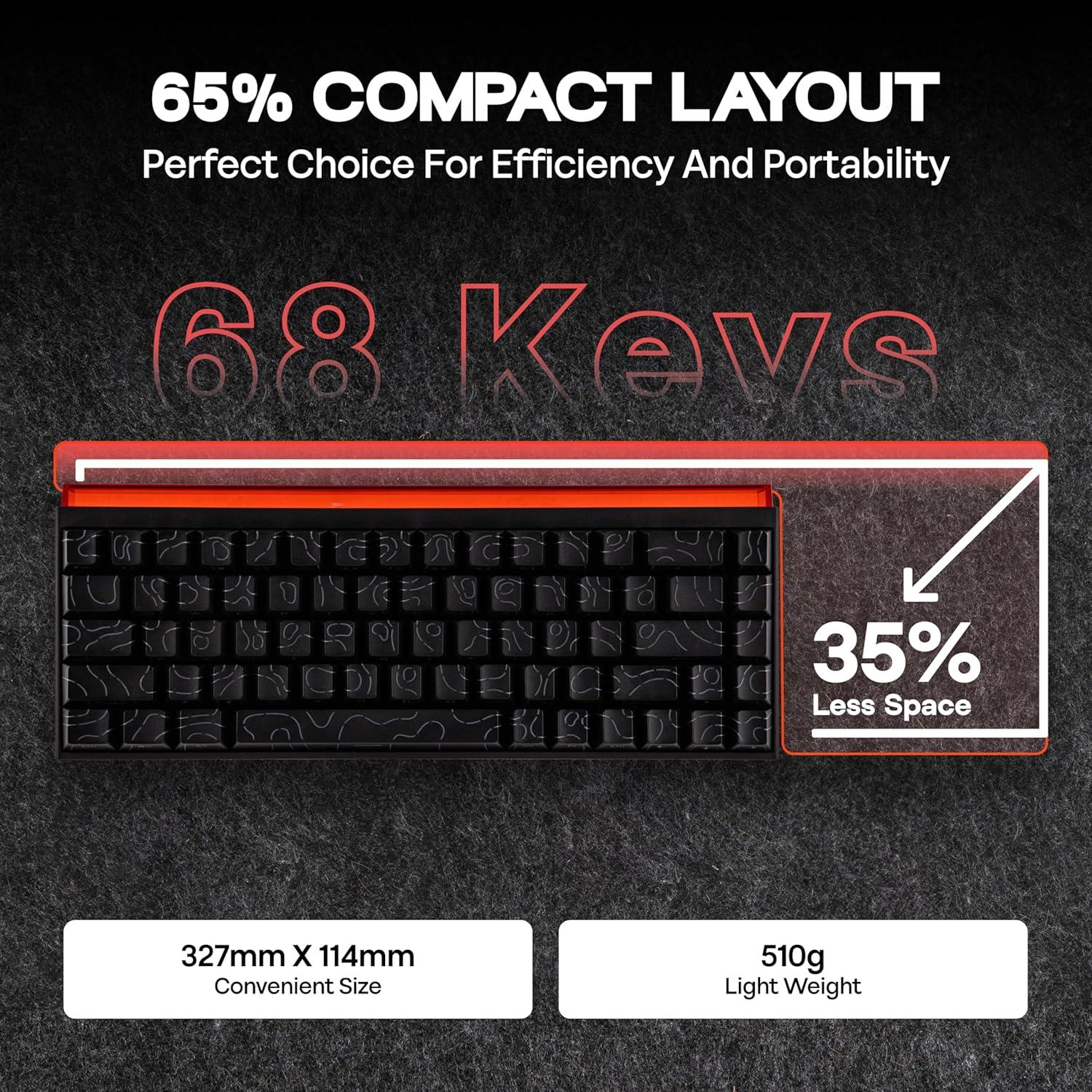 Teclado Mecánico Compacto AJAZZ NK68 con Cable USB-C Negro