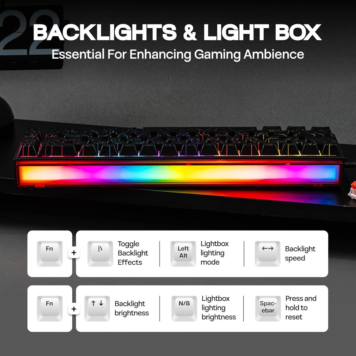 Teclado Mecánico Compacto AJAZZ NK68 con Cable USB-C Negro