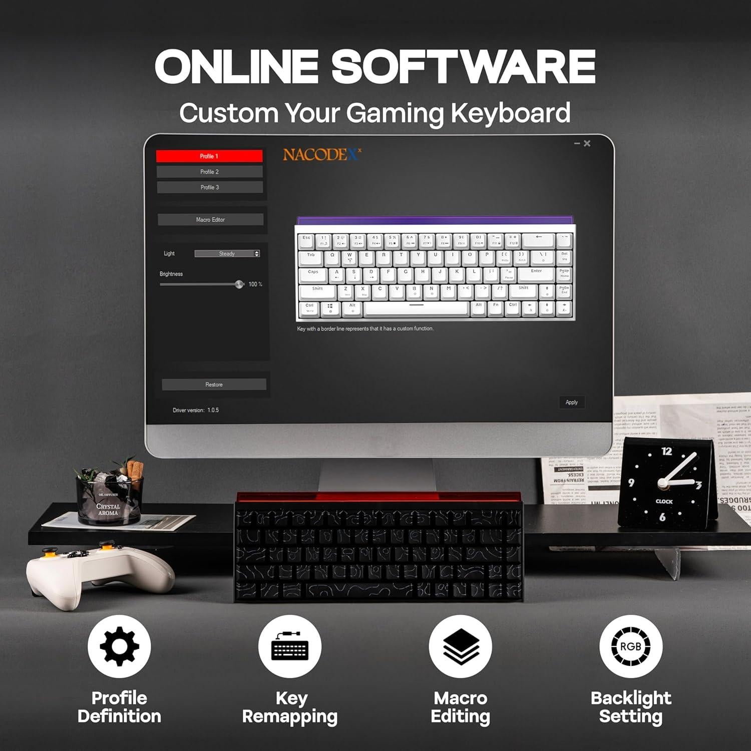 Teclado Mecánico Compacto AJAZZ NK68 con Cable USB-C Negro