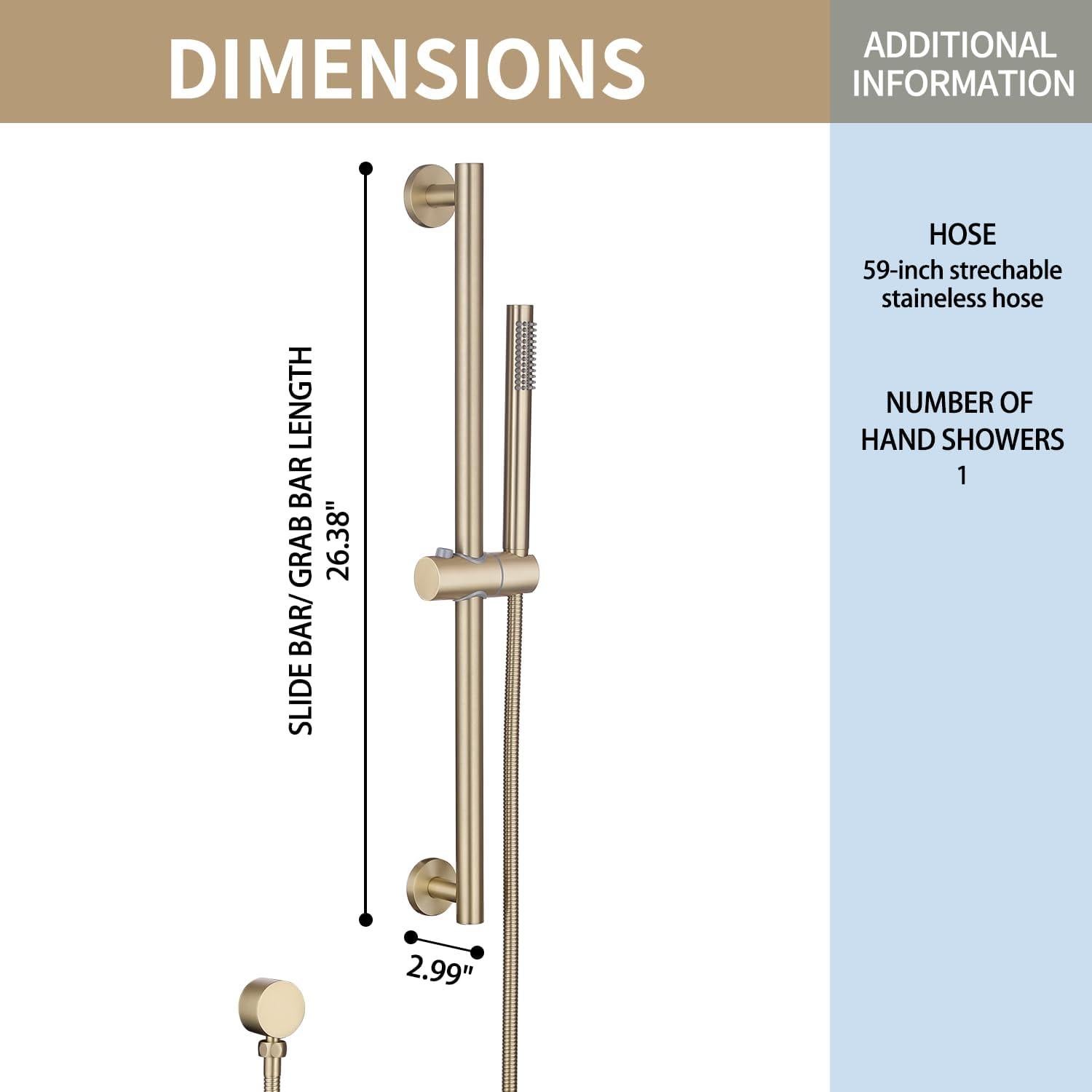 Barra Deslizante de Ducha Weshi con Ducha de Mano y Manguera 149.86 cm