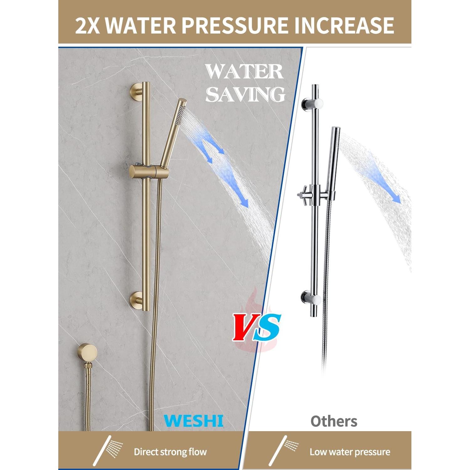 Barra Deslizante de Ducha Weshi con Ducha de Mano y Manguera 149.86 cm