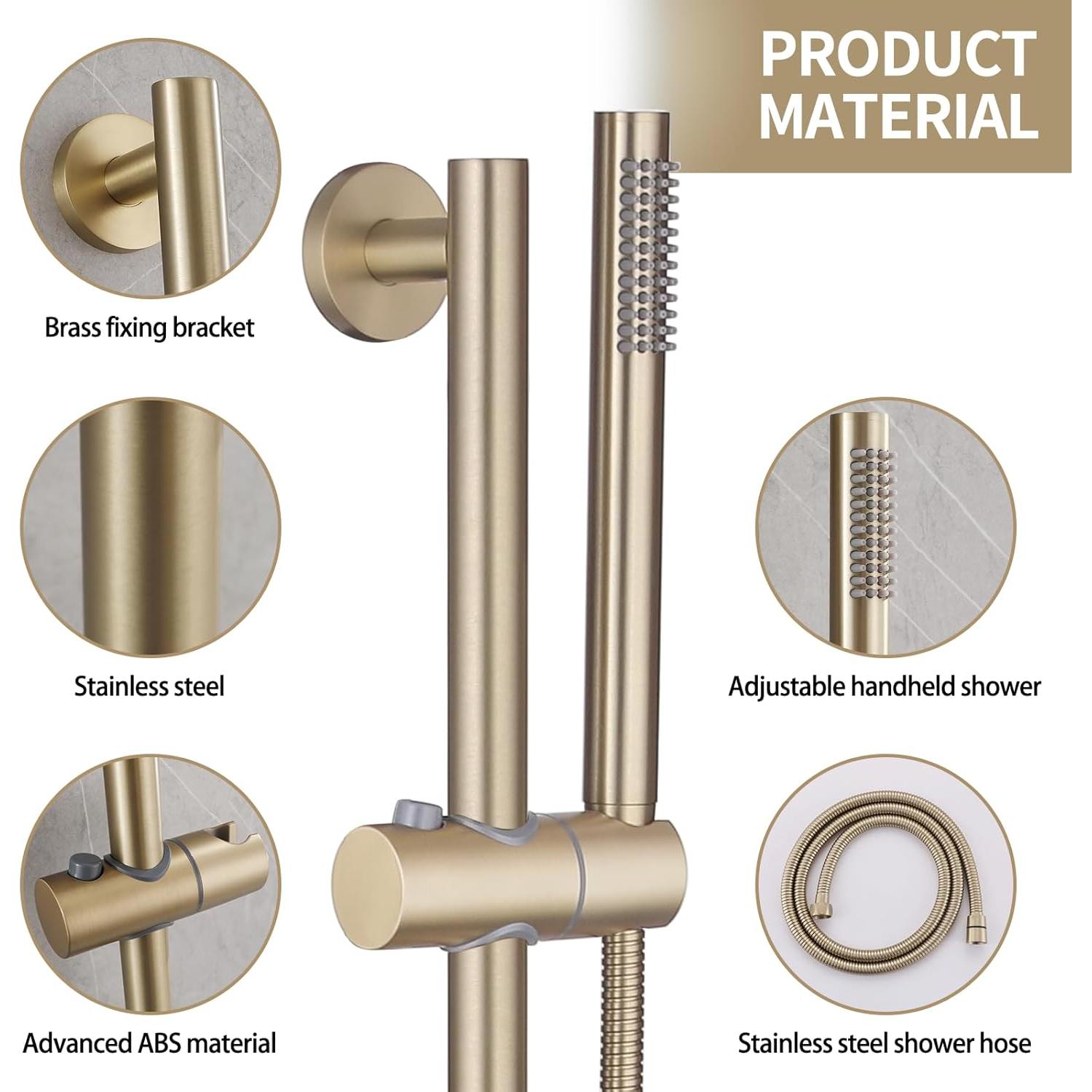 Barra Deslizante de Ducha Weshi con Ducha de Mano y Manguera 149.86 cm
