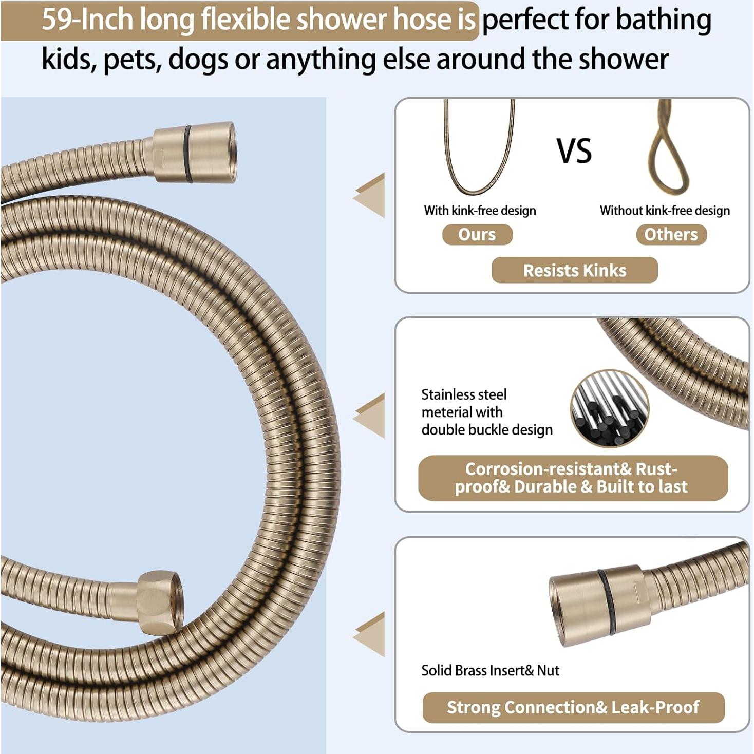 Barra Deslizante de Ducha Weshi con Ducha de Mano y Manguera 149.86 cm
