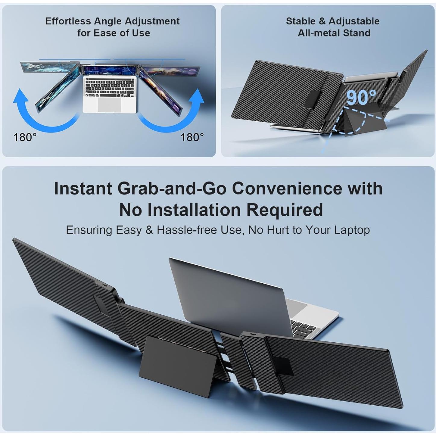 Monitor Portátil Triple Laptomo 14" FHD 1080P IPS USB-C