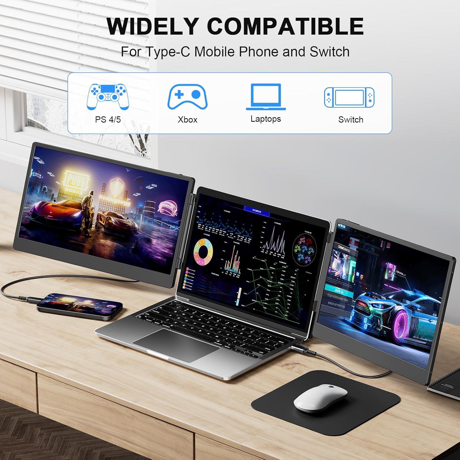 Monitor Portátil Triple Laptomo 14" FHD 1080P IPS USB-C