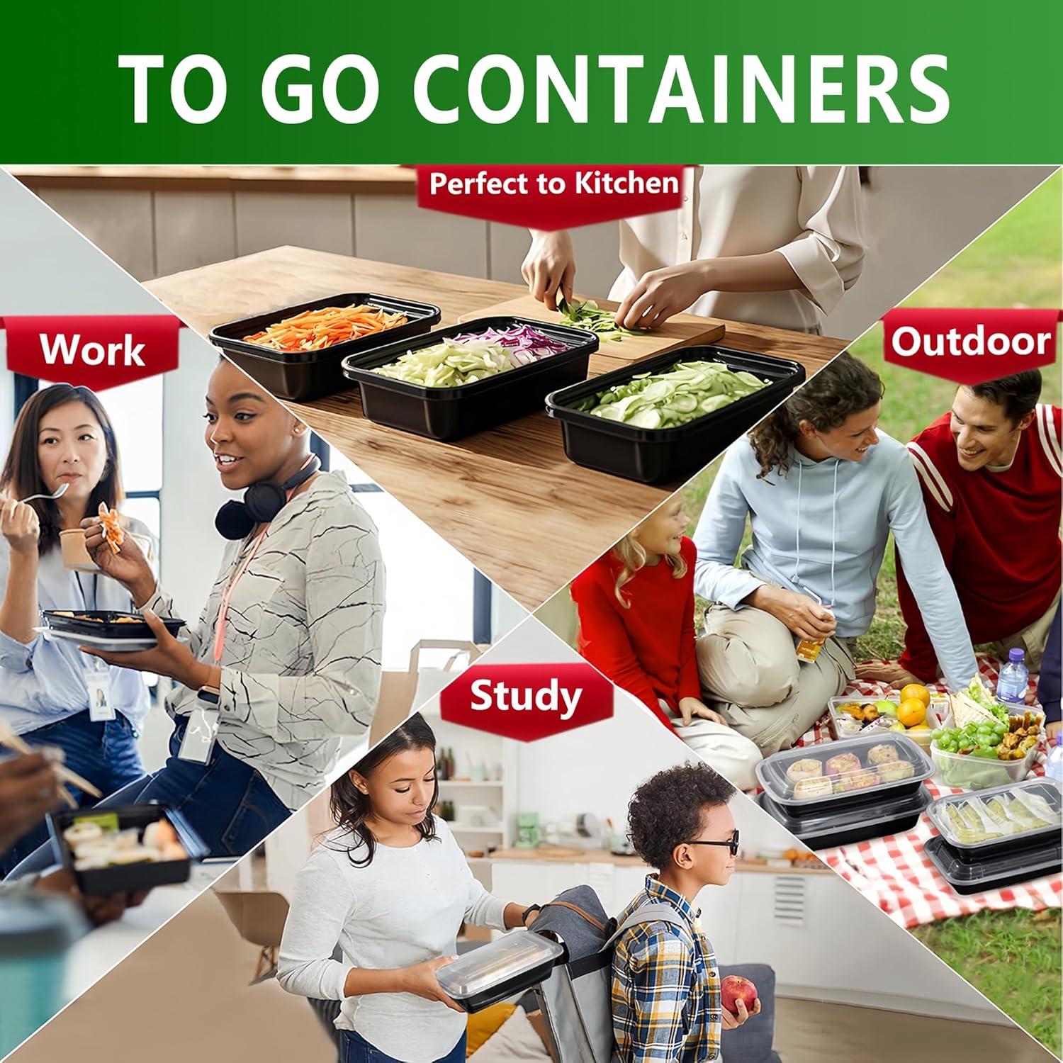 Contenedores de Comida Nutribox 20oz 48 Pcs Reutilizables