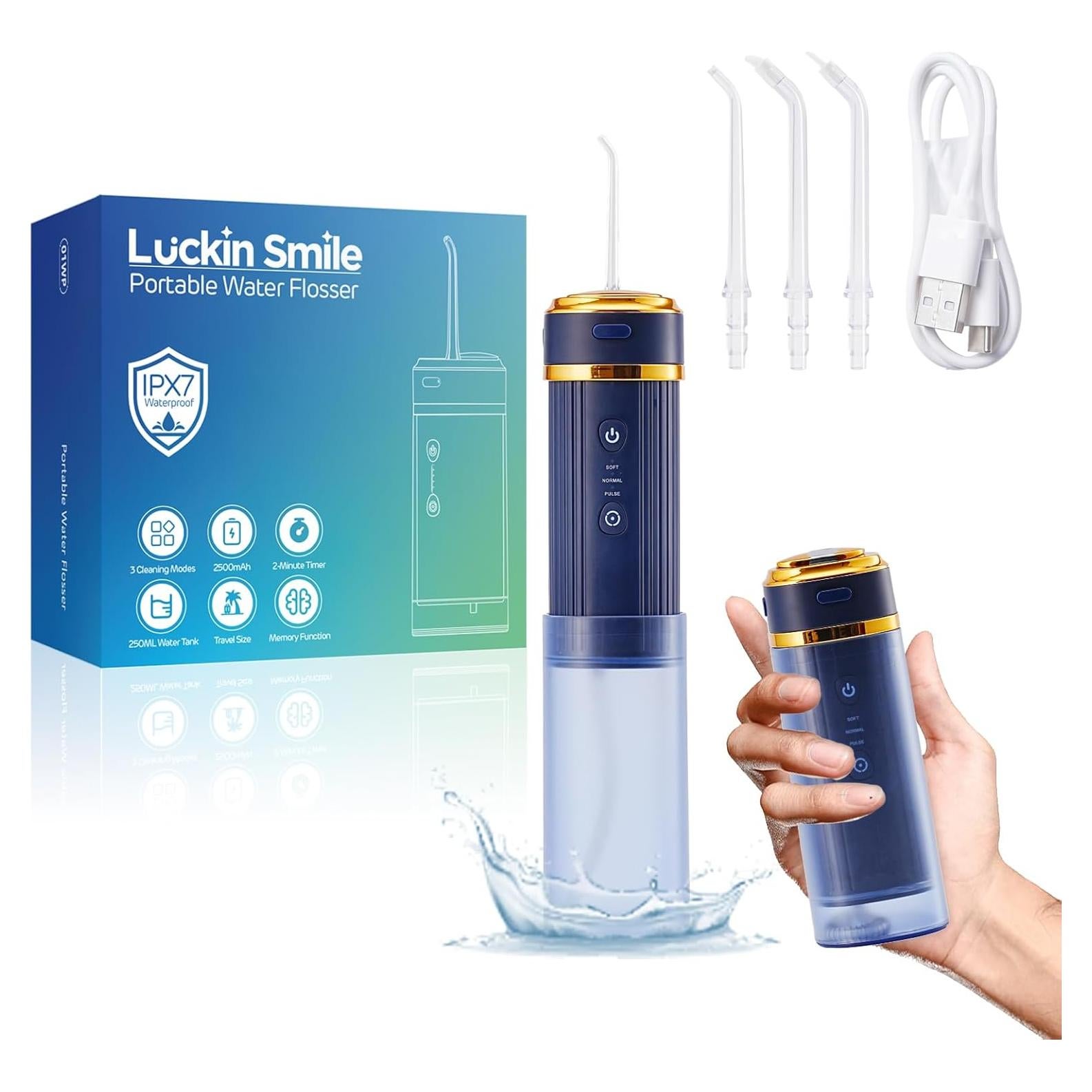 Irrigador Oral Inalámbrico Luckin Smile 250ml 3 Modos Azul