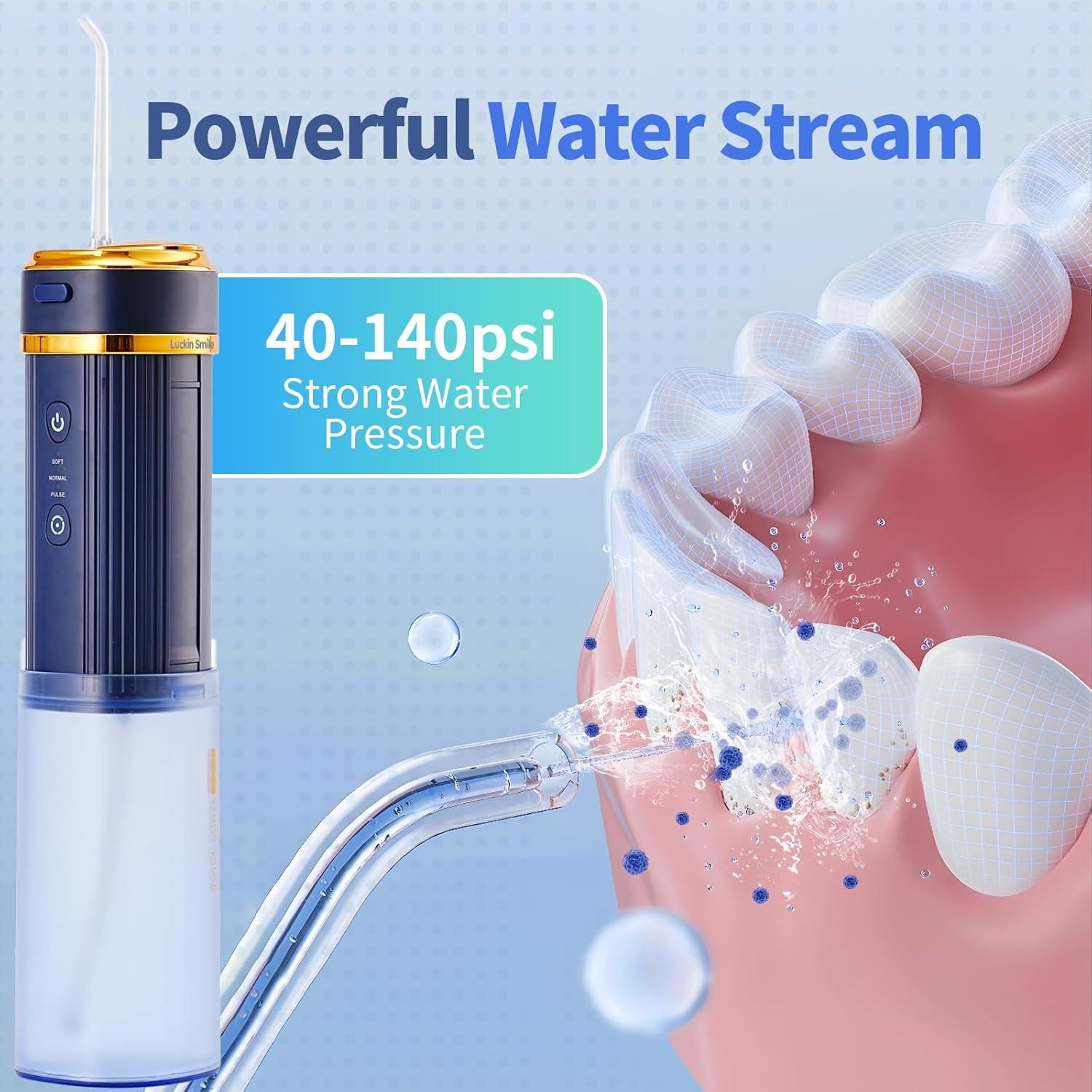 Irrigador Oral Inalámbrico Luckin Smile 250ml 3 Modos Azul