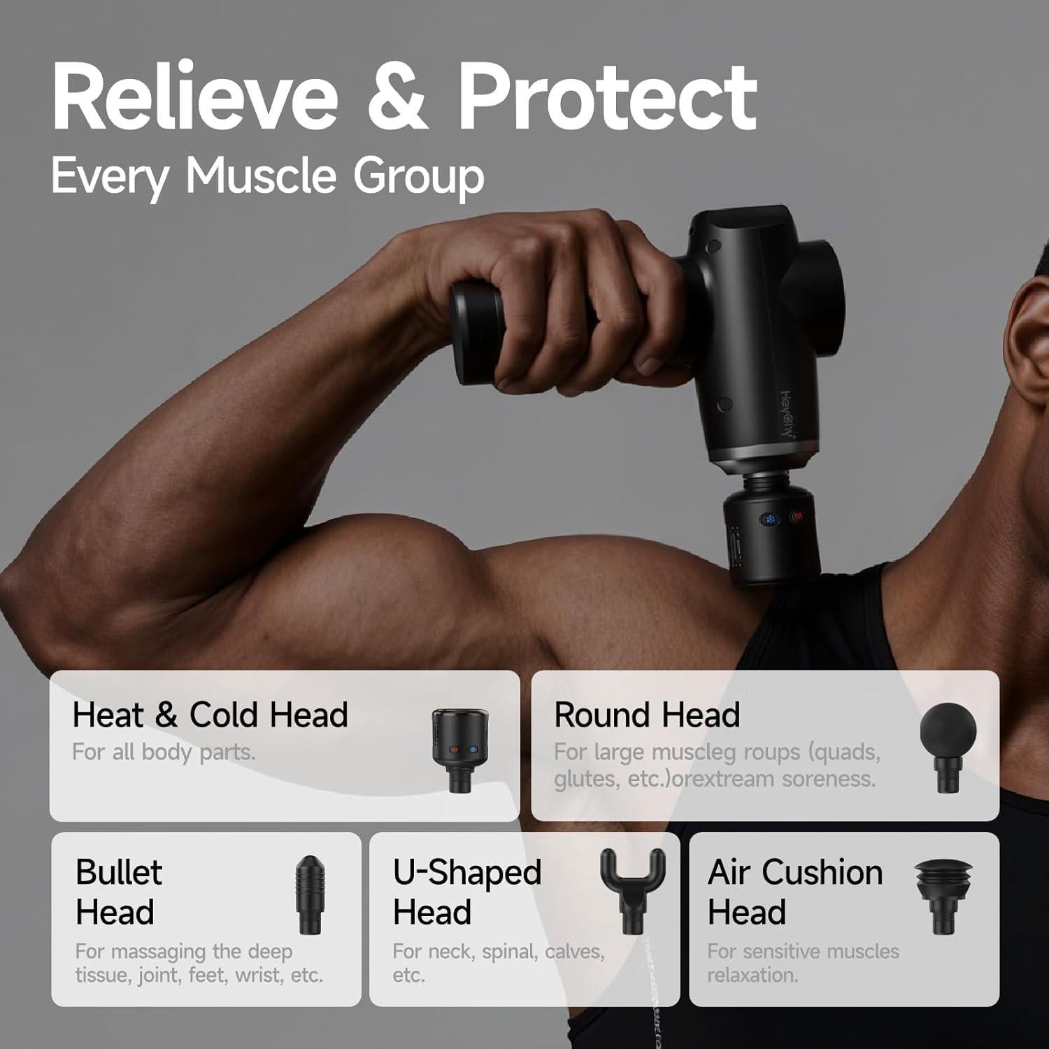 Pistola de Masaje HEYCHY S5Pro-A-CH con Calor y Frío 12mm