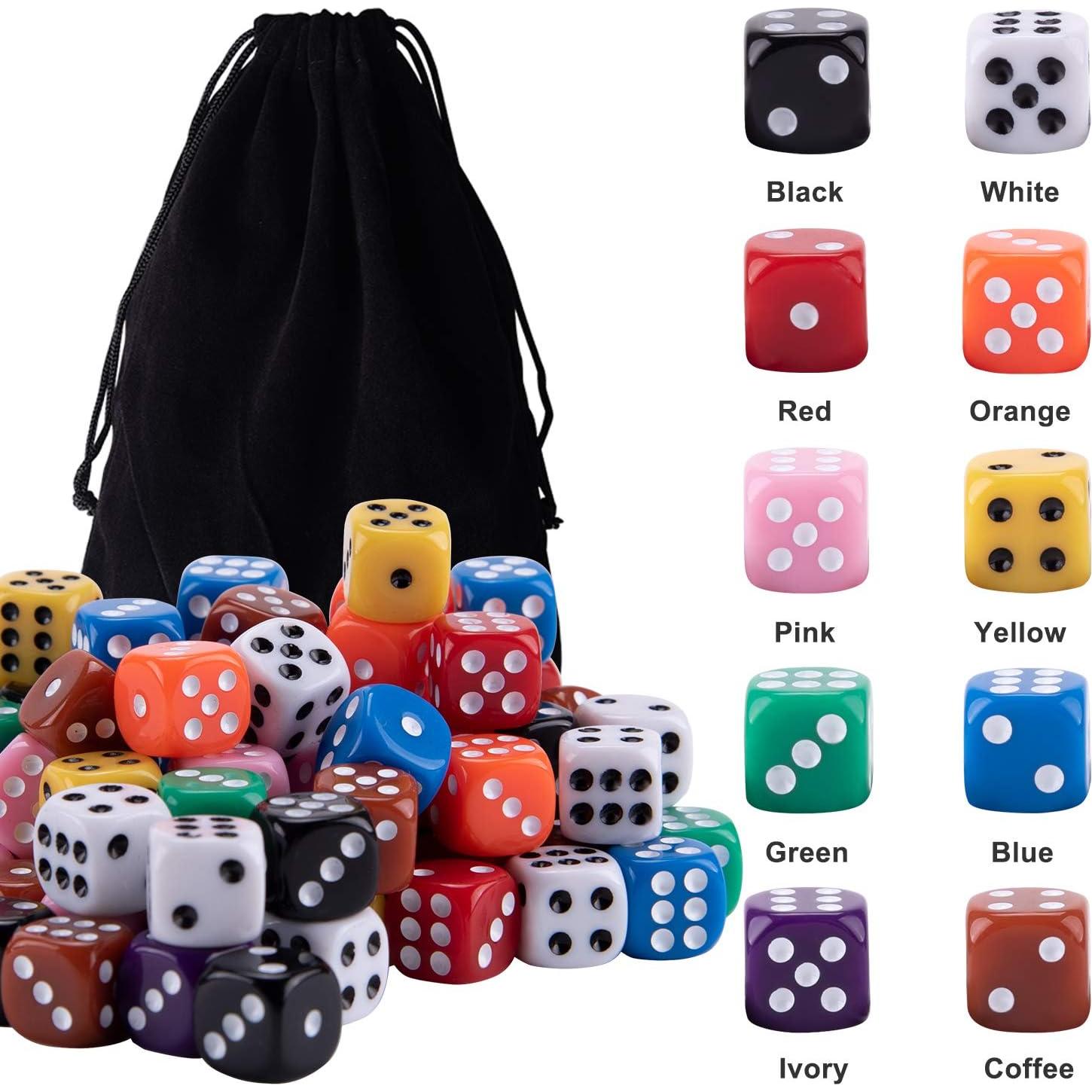 AUSTOR Set de 100 Dados de 12mm en 10 Colores para Juegos