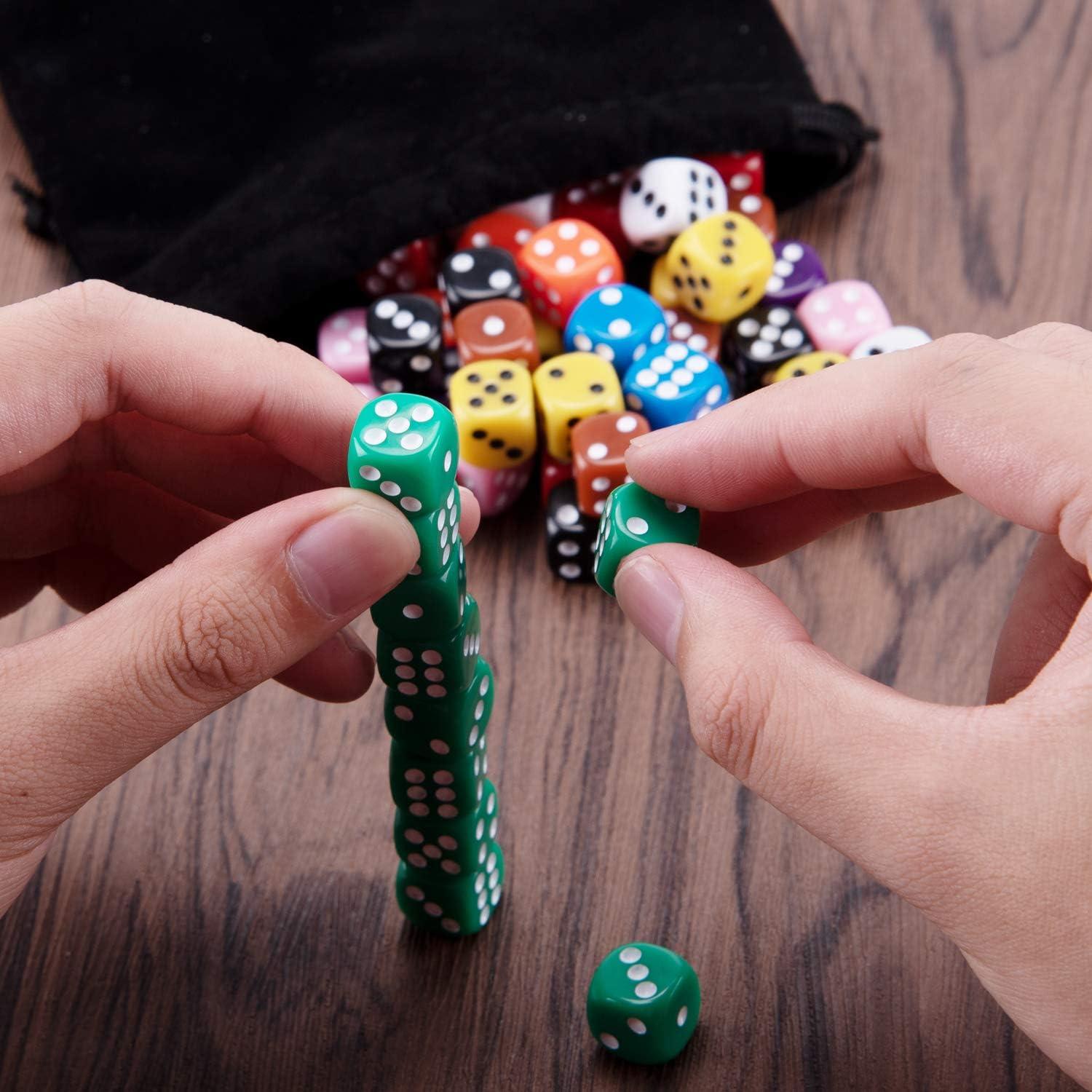 AUSTOR Set de 100 Dados de 12mm en 10 Colores para Juegos