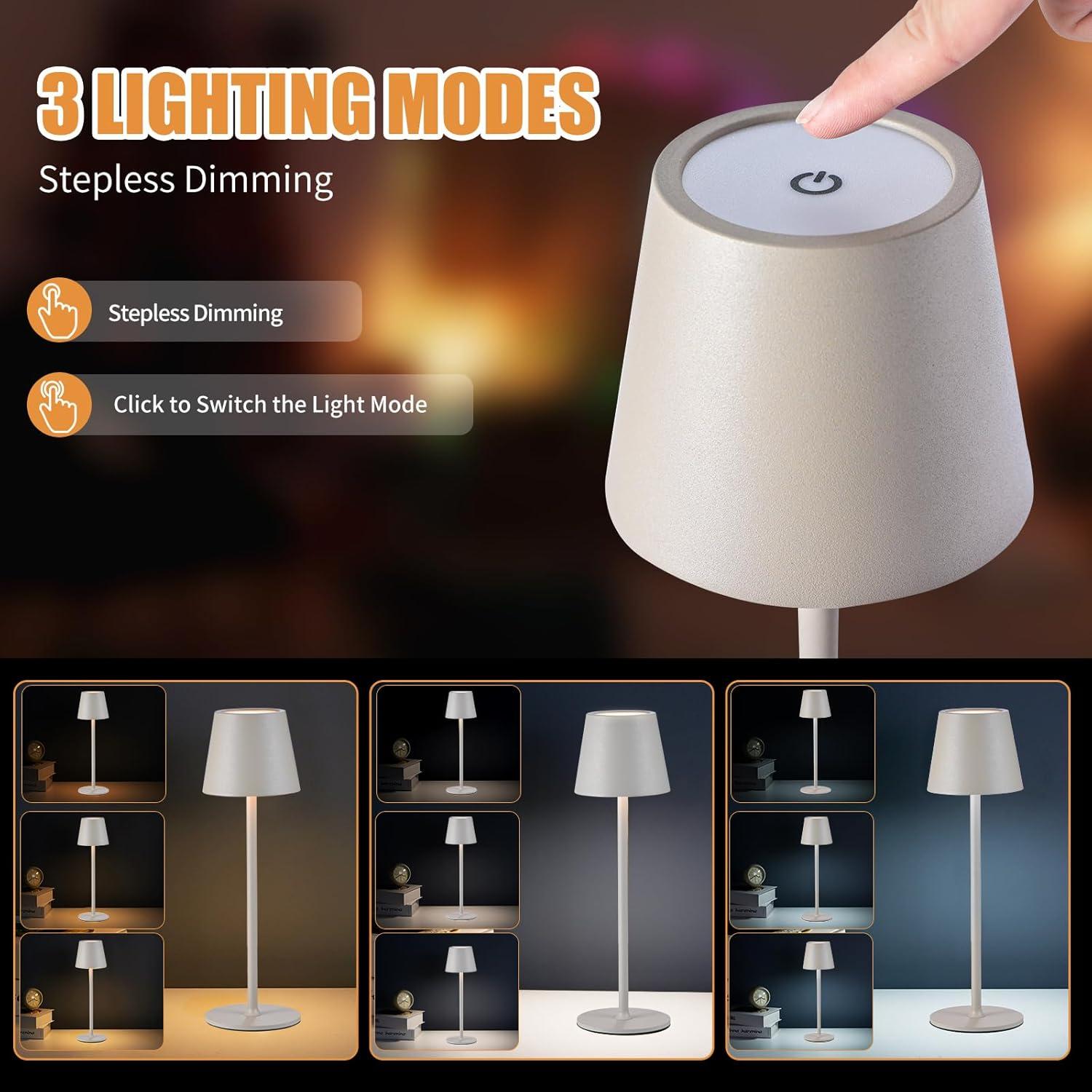 Lámparas de Mesa Inalámbricas Recargables USB IMQSQIK 2Pack