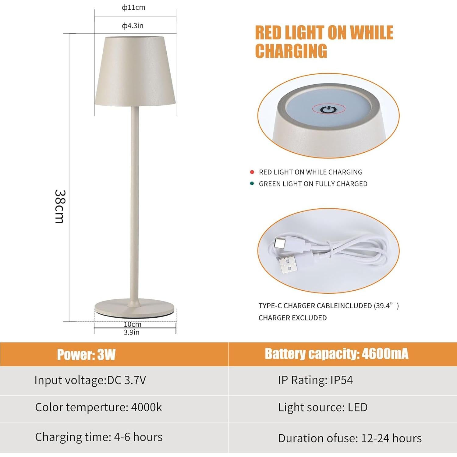 Lámparas de Mesa Inalámbricas Recargables USB IMQSQIK 2Pack