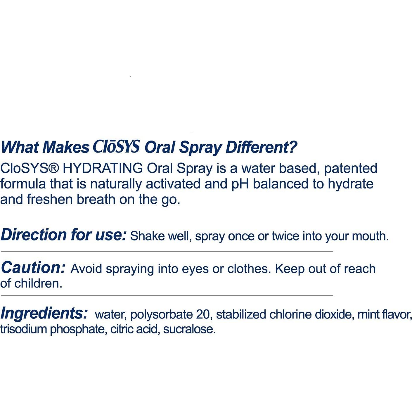 CloSYS Spray Oral para Aliento Fresco Menta Sin Azúcar 3x8.8g