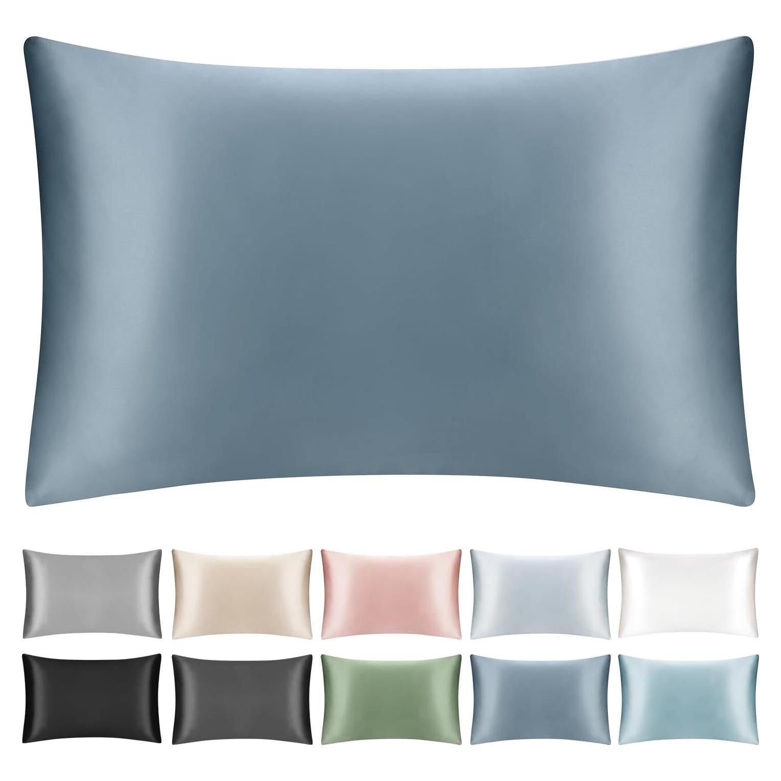 Funda de Almohada de Seda Morera SILKTALE Estándar 50.8x66 cm Azul