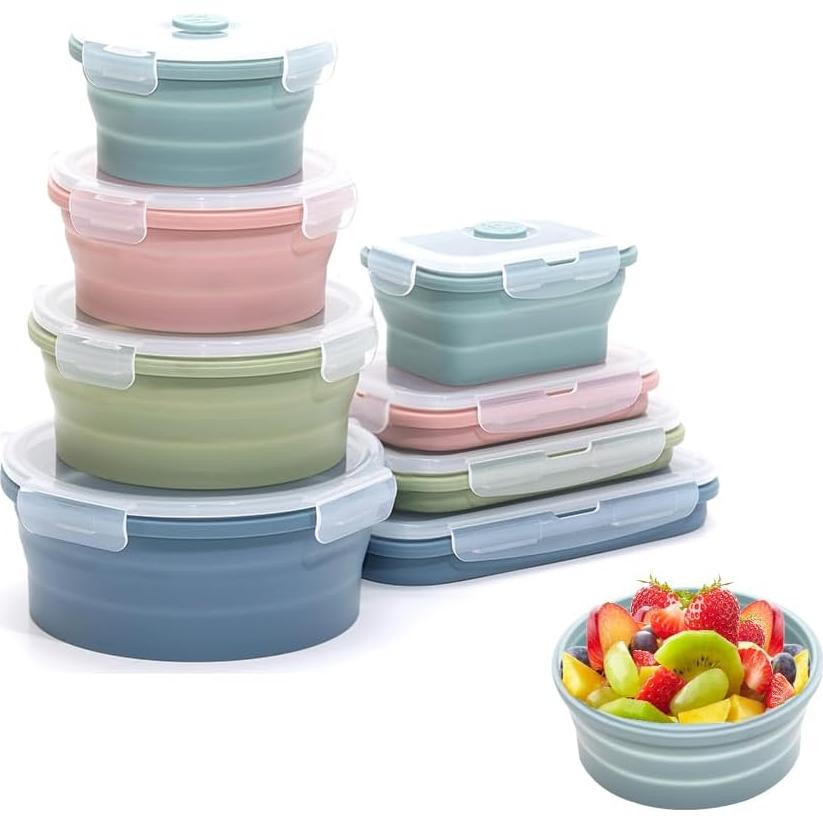 Juego de 8 Contenedores de Almacenamiento K-HOME VT Silicona Plegables