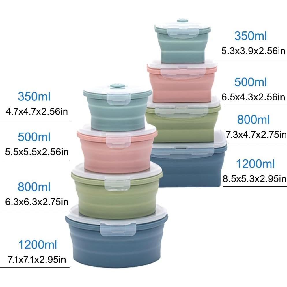 Juego de 8 Contenedores de Almacenamiento K-HOME VT Silicona Plegables