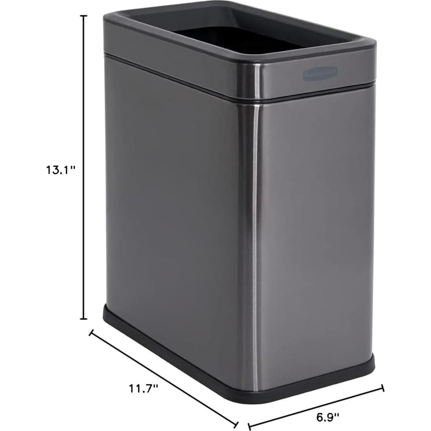 Cesto de Basura Rubbermaid Acero Inoxidable 9.8L Charcoal