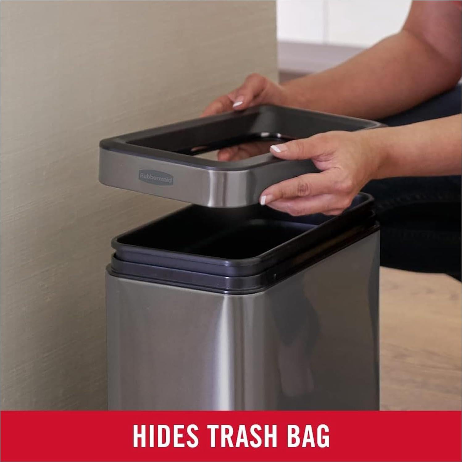 Cesto de Basura Rubbermaid Acero Inoxidable 9.8L Charcoal