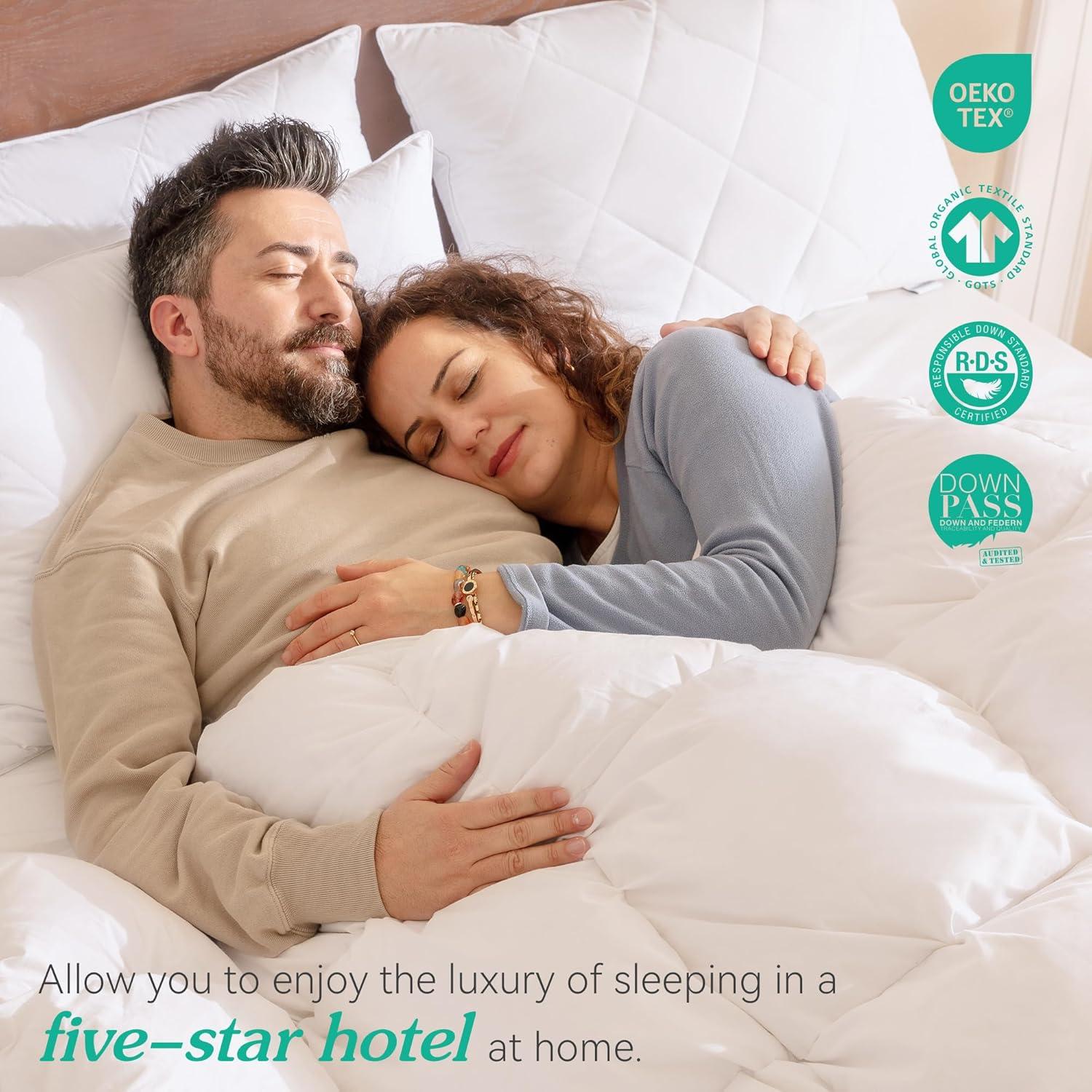 Almohada de Plumas de Ganso Tres Gansos Reina 600 Hilos