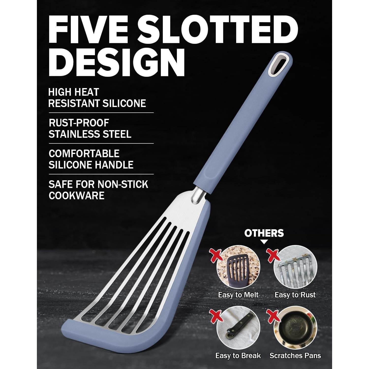 Juego de 2 espátulas de pescado DaiRen de silicona 33 cm